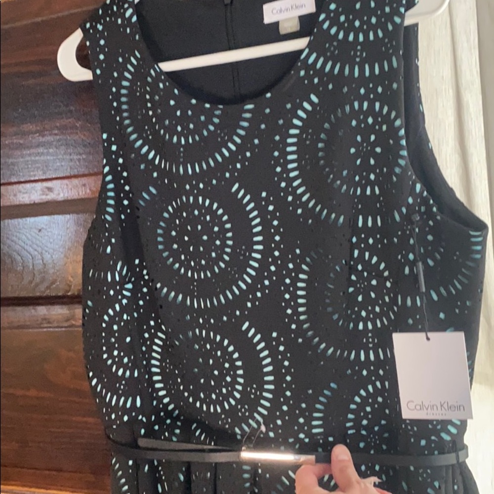 Calvin Klein Laser cut lace Robin’s egg blue dress - Picture 5 of 11